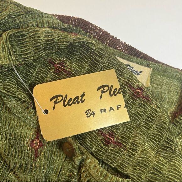 Vintage Pleat Pleat by Raphael Olive Green and Brown Women's Maxi Skirt Set NWT - Picture 9 of 10